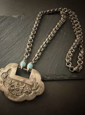 月末魔羯。原创。|份量| 老银大锁。老银双环链。项链