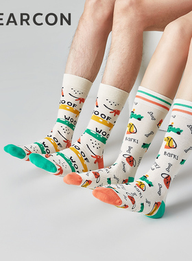YEARCON/意尔康情侣袜长筒袜3双礼盒装男女袜运动休闲卡通袜