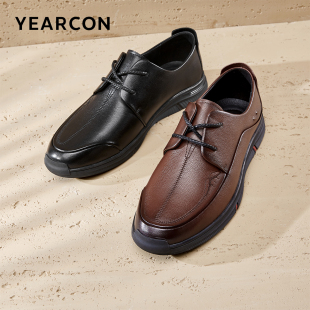 英伦风单鞋 男士 软底男式 工装 意尔康男鞋 鞋 春秋真皮商务休闲皮鞋