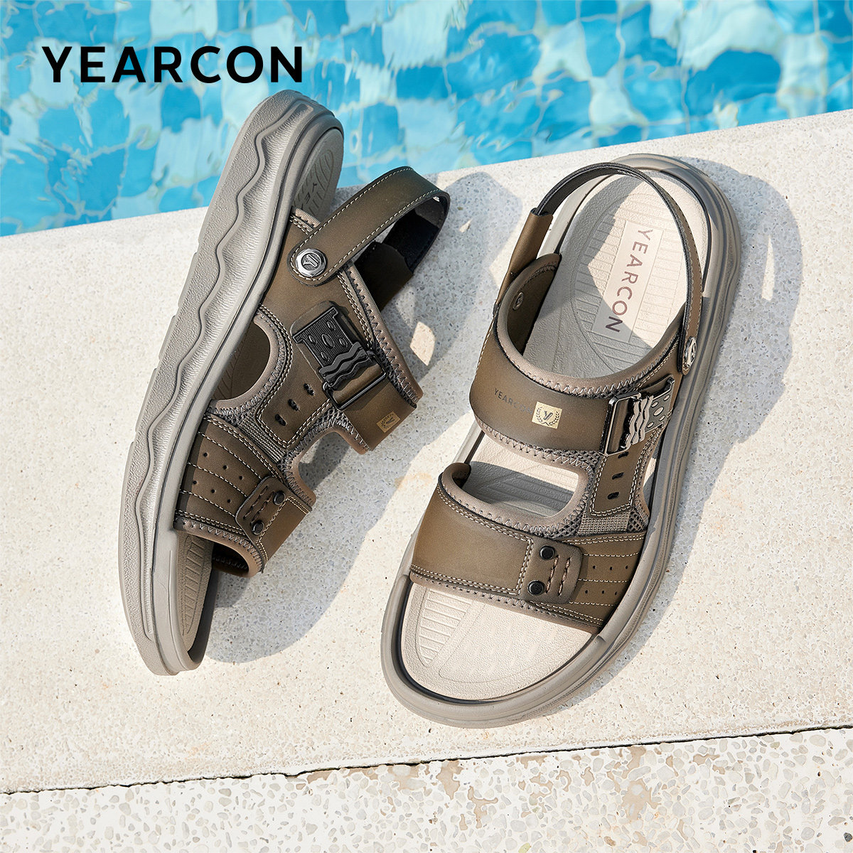 意尔康男鞋夏季男生户外休闲两用沙滩鞋两穿拖鞋软底开车凉鞋外穿