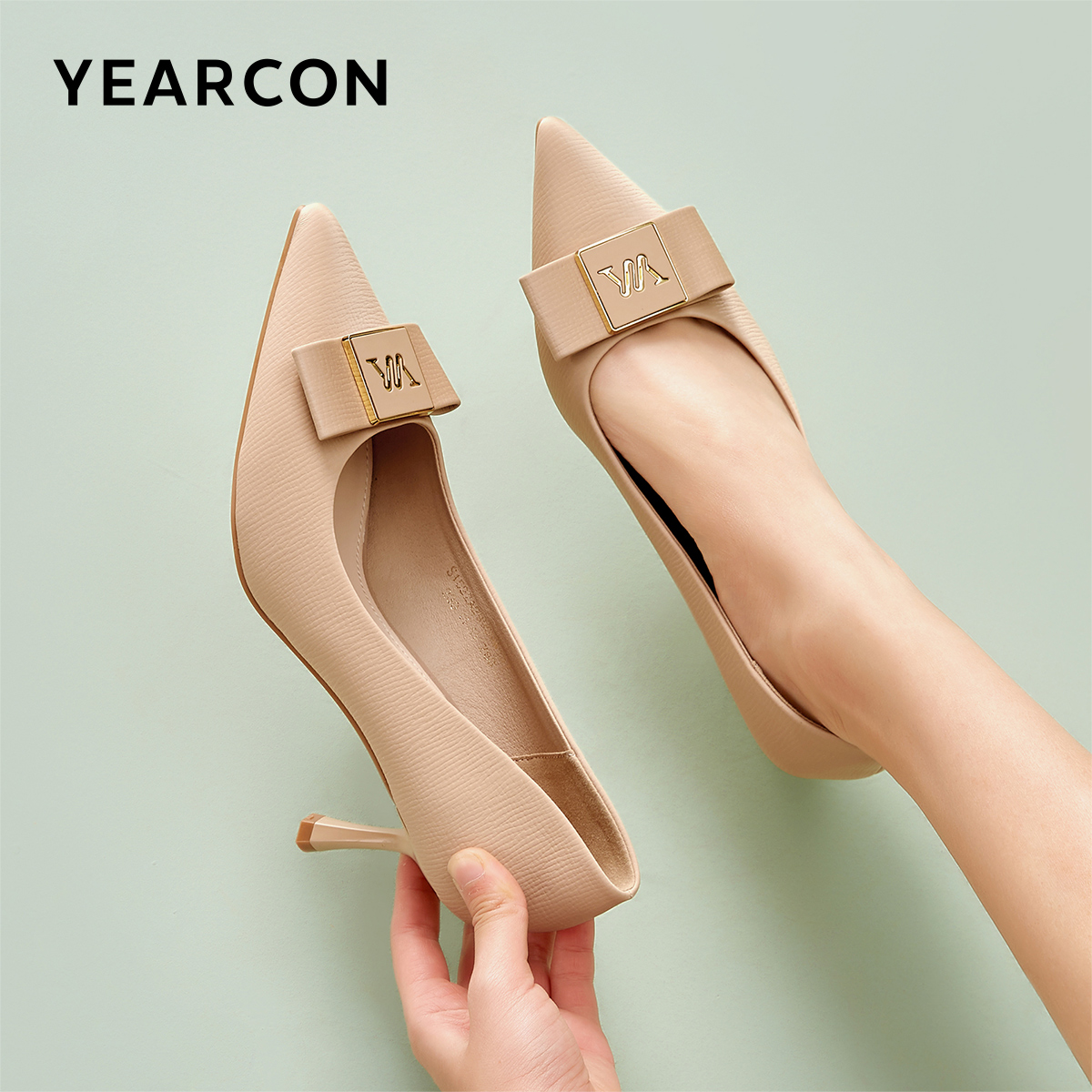 尖头意尔康女鞋浅口小香风