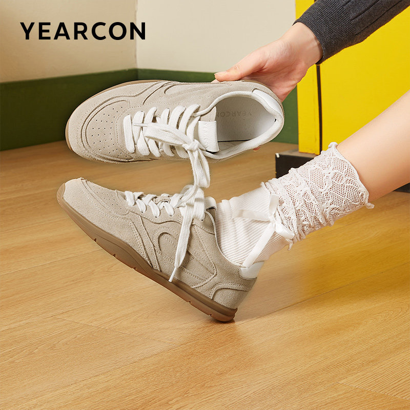意尔康女鞋2025新款德训鞋复古运动休闲平底百搭女士单鞋英伦