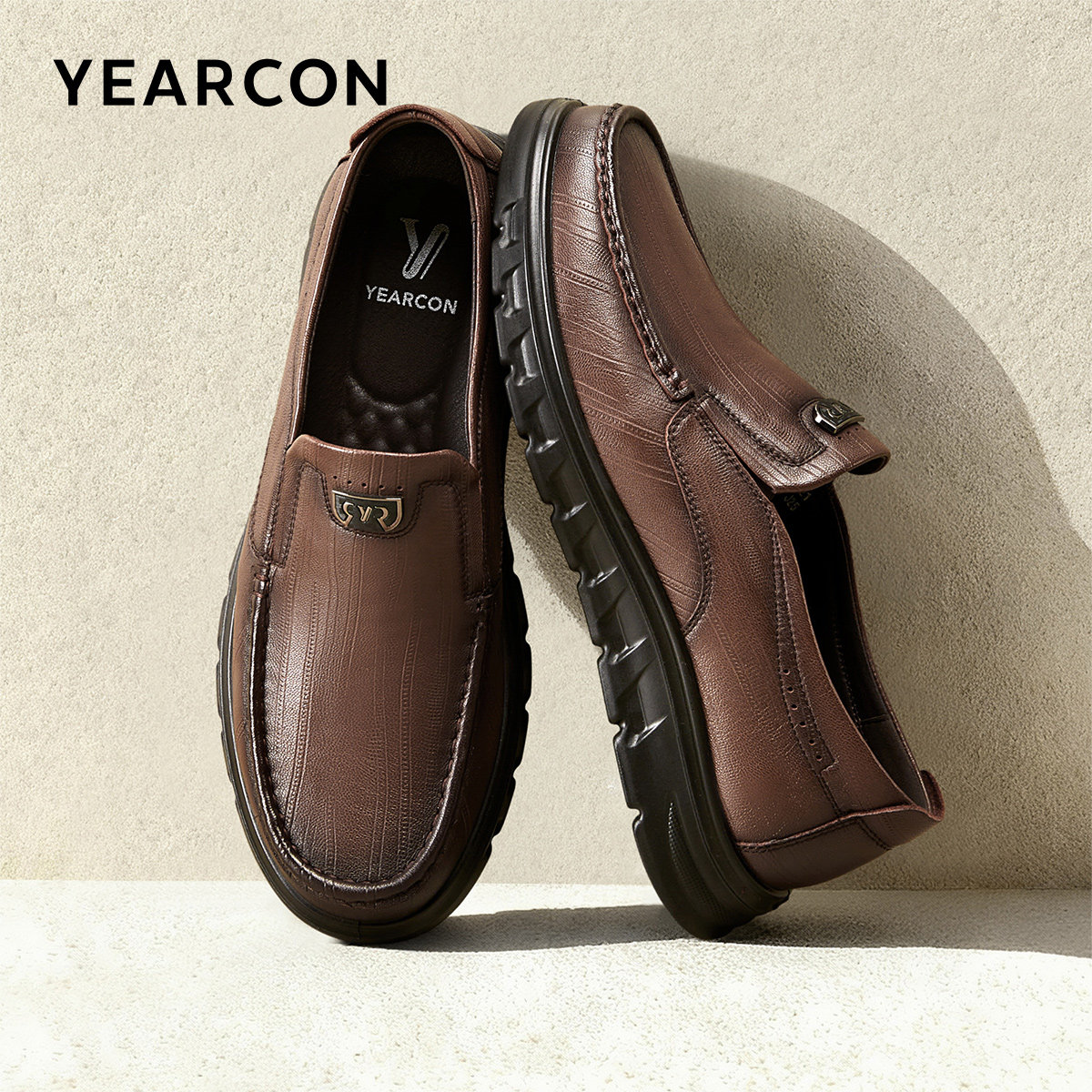 意尔康男鞋2026新款休闲皮鞋男士软底一脚蹬爸爸鞋夏季薄款透气