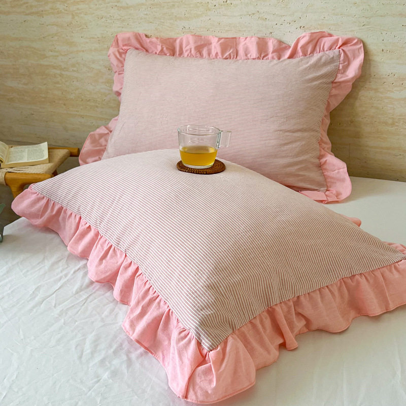 韩版花边枕套一对装纯棉48cmx74cm成人单人枕头罩枕芯内胆套全棉