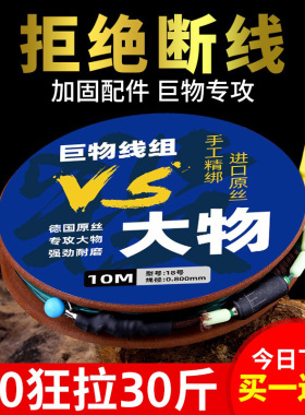 绑好的成品大物主线线组钓鱼线正品巨物鲢鳙青鱼草鱼鲟鱼套装全套