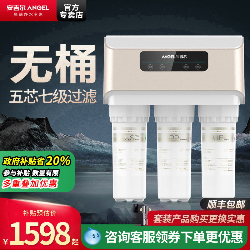 政府补贴 安吉尔净水器家用直饮纯水机壁挂5级厨房反渗透过滤无桶