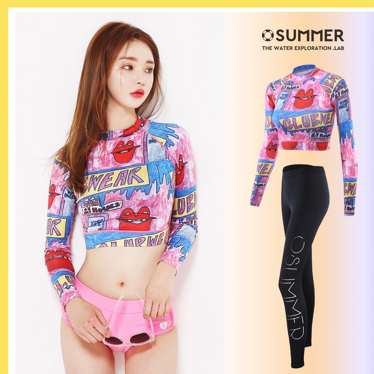 潜水服女五分长袖分体显韩版热卖瘦速干冲浪瑜珈健身水母浮潜泳衣
