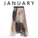 JANUARY 别致优雅显气质大摆裙 复古飘逸感茶色晕染半身裙女夏新款