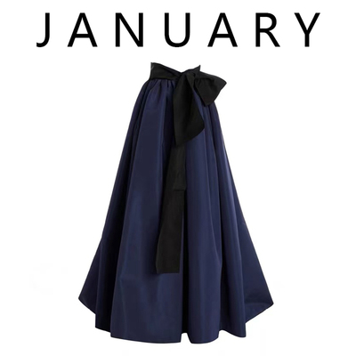 设计感复古小众蝴蝶结a字半身裙