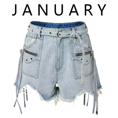 设计感磨破毛边机车牛仔短裤热裤