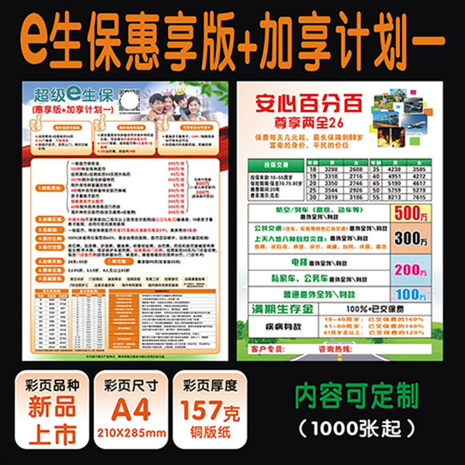 平安e生保惠享版+加享计划一安心百分百彩页新版彩页宣传单广告26