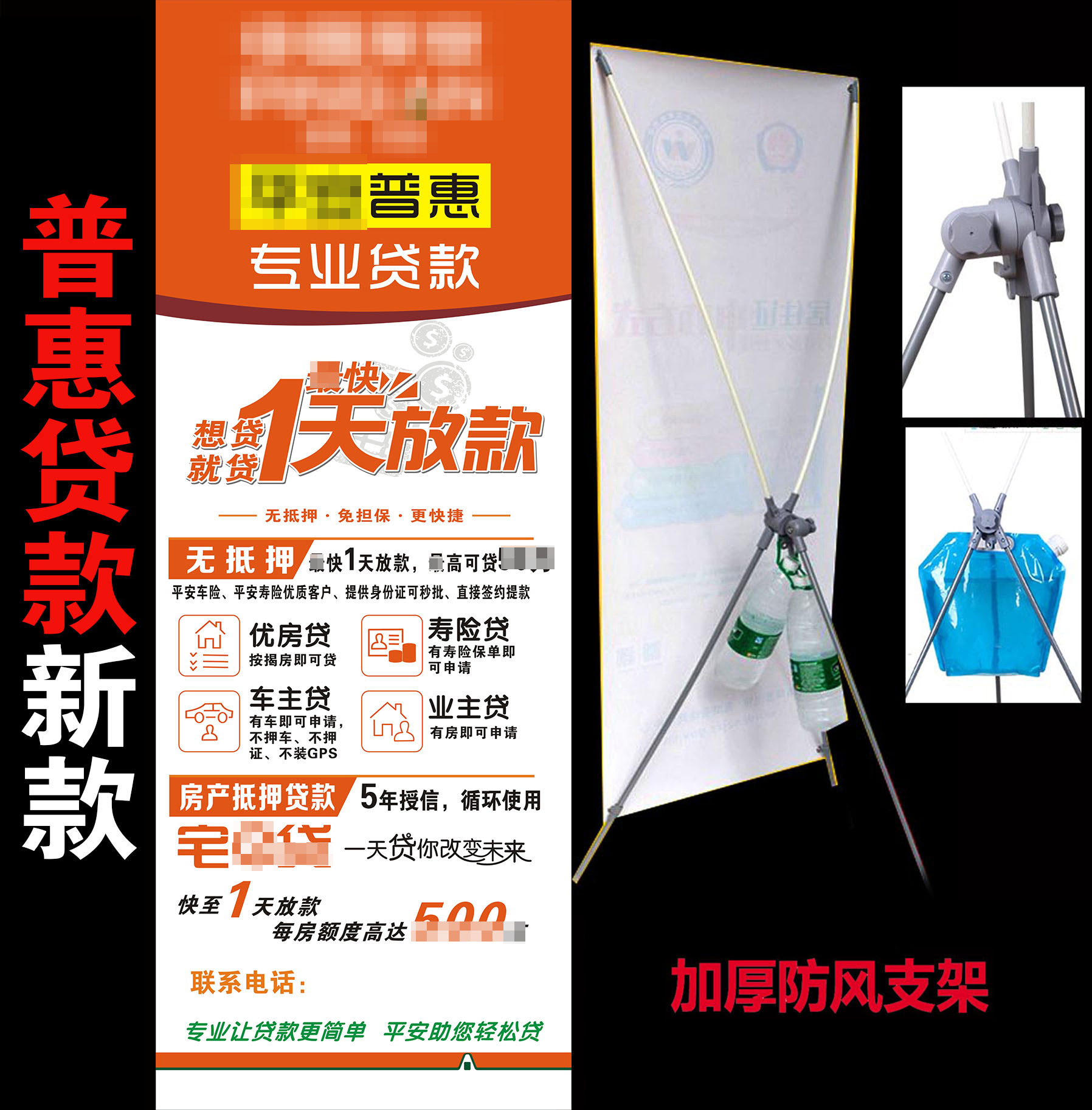 平新版安保险贷款广告牌海报平安普惠宅e贷易拉宝门型展架展业X架