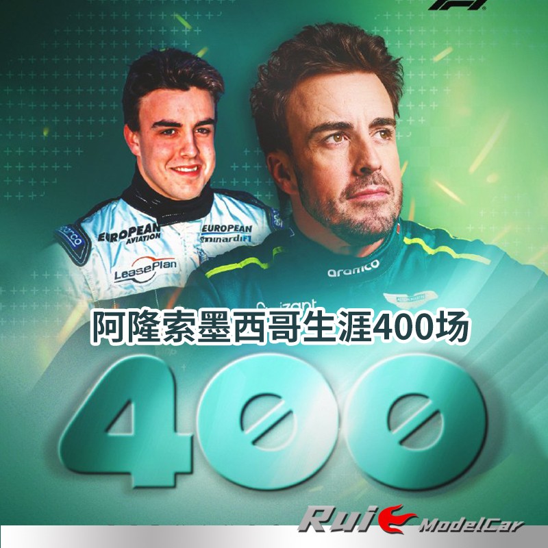 1:43/18 Spark阿斯顿马丁F1阿隆索墨西哥生涯400场2024汽车模型