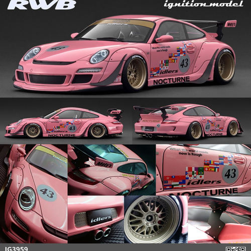 预1:18 IG RWB 997 Pink粉树脂汽车模型收藏摆件
