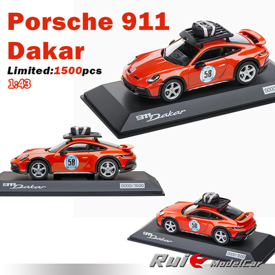 预1:43 保时捷原厂Porsche911 992 Dakar #58特涂汽车模型收藏