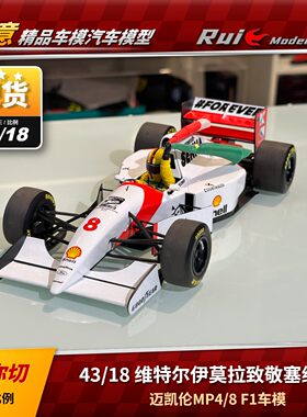 现1:43/18 迷你切 维特尔伊莫拉致敬塞纳30年迈凯伦MP4/8 F1车模