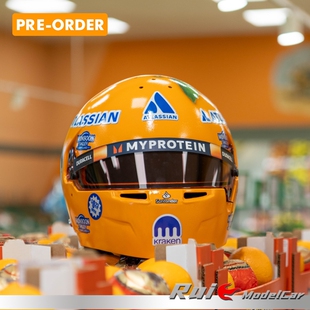 预1:2阿尔本2025迈阿密大奖赛桔色版本F1头盔模型车模摆件收藏