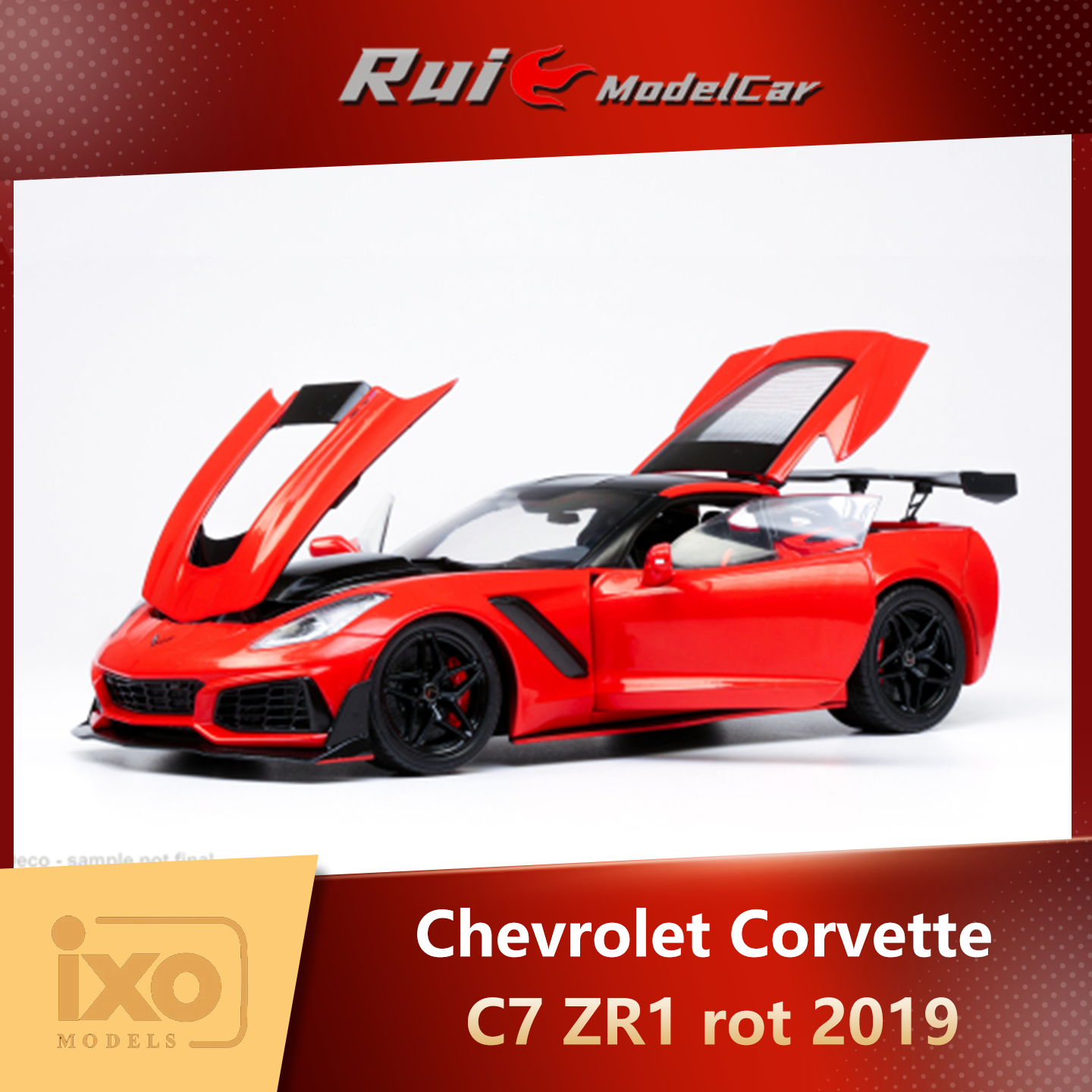 预1:18 IXO雪佛兰科尔维特C7 ZR1 2019 年汽车模型收藏摆件