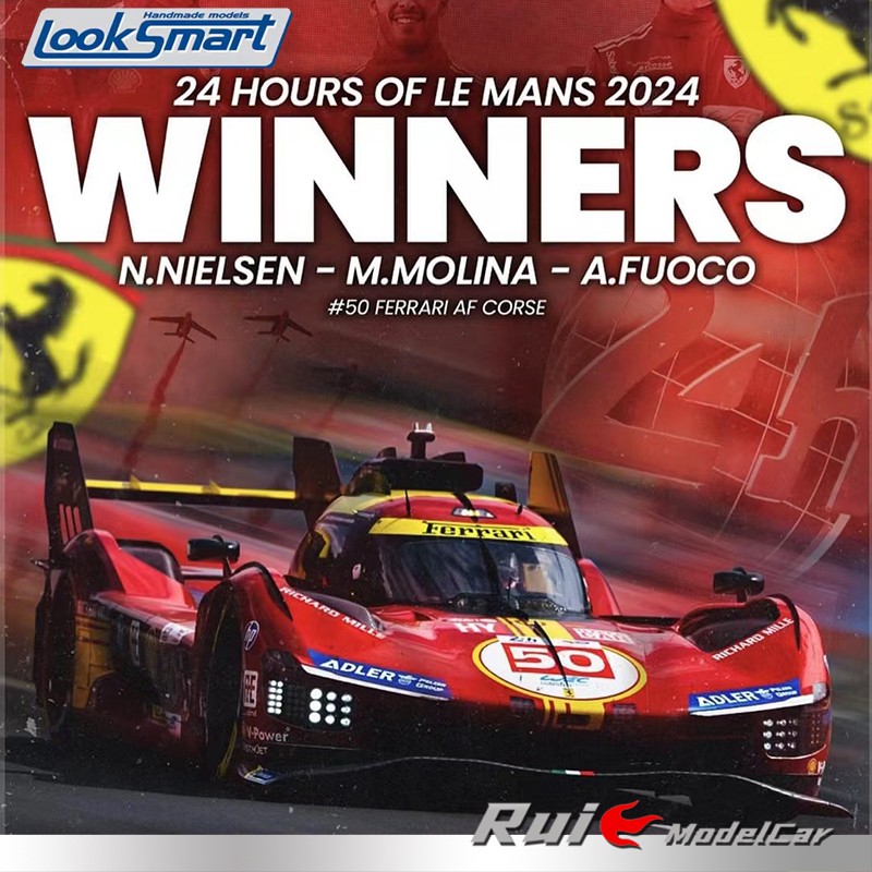 1:43/18/12 LookSmart法拉利499P 2024 2023勒芒叶一飞83汽车模型