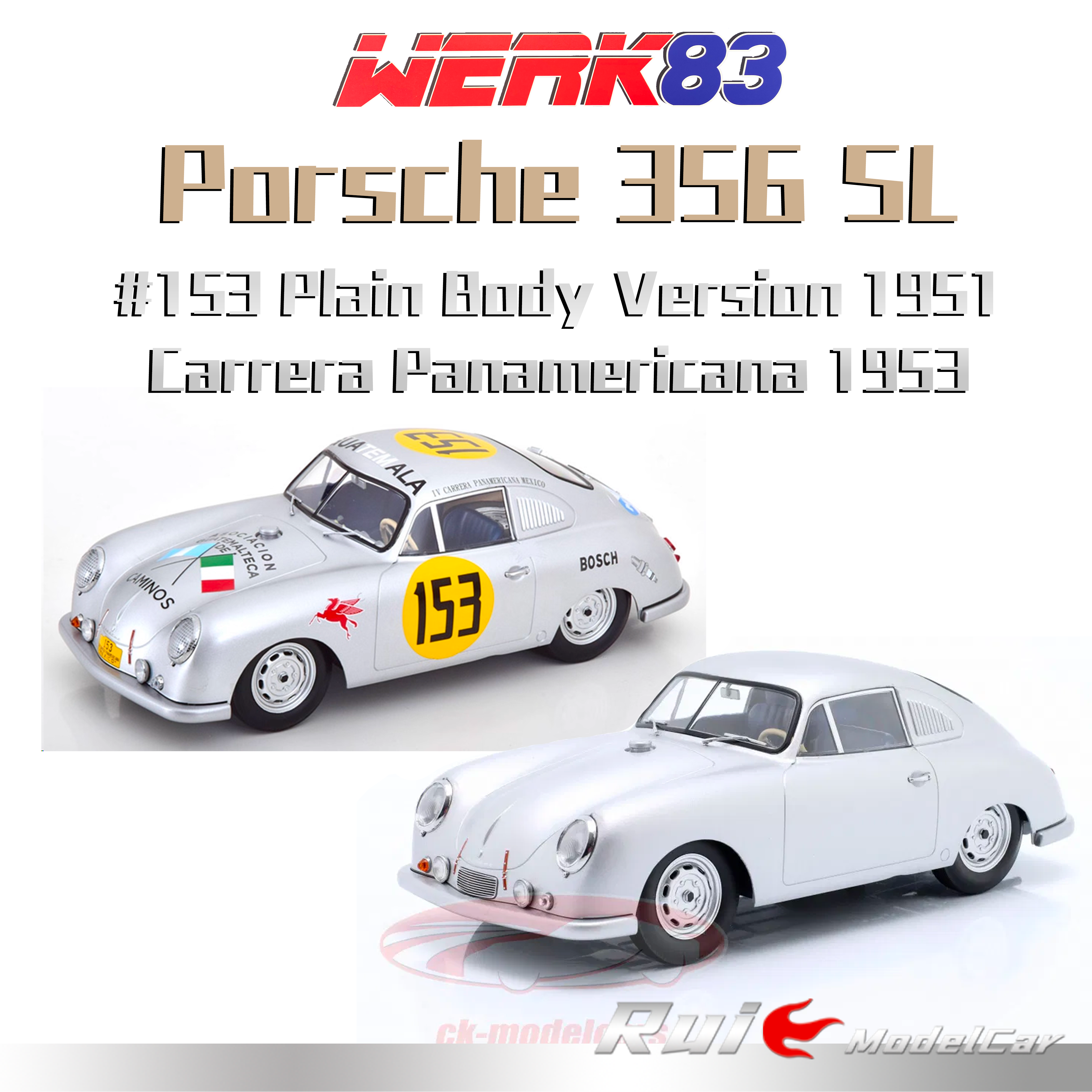 特价1:18 WERK83保时捷356 SL 1953 #153 1951素体版车模摆件