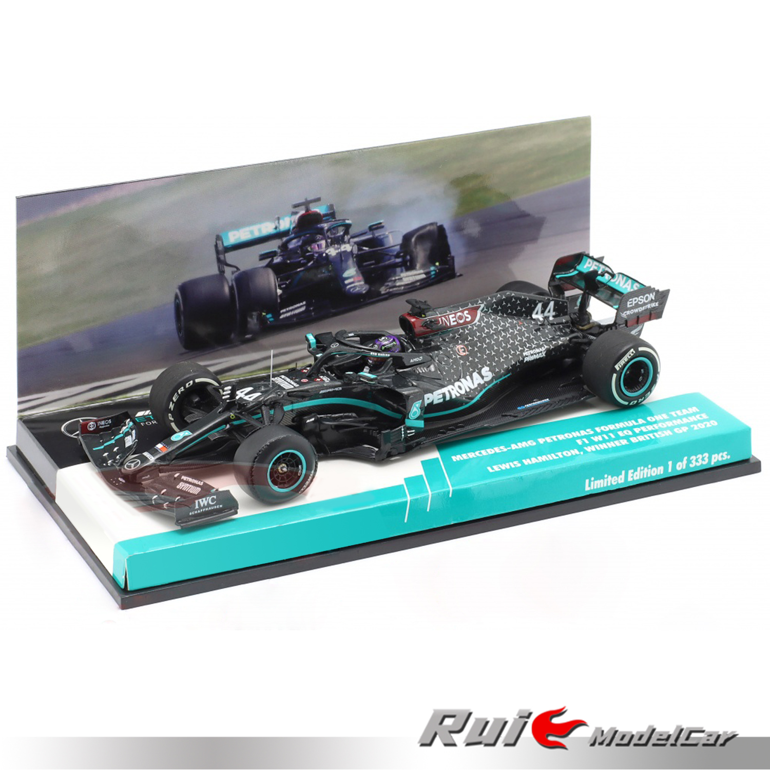 现货1:43迷你切汉密尔顿2020英国站胜利奔驰AMG W11 F1汽车模型