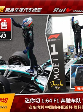 预1:18/43  迷你切 F1奔驰 W17安东内利中国夺冠赠杆位胎汽车模型