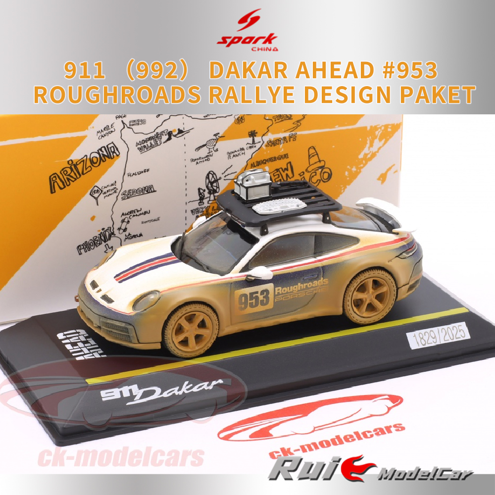 预1:43德国保时捷原厂911 992 Dakar AHEAD越野拉力套件汽车模型