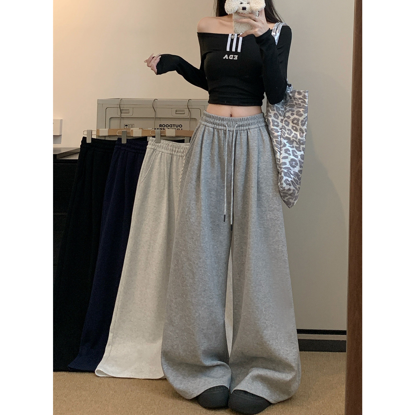 妈个鸡妈MGJM街头秋季简约风垂感阔腿抽绳运动卫裤男女宽松休闲裤,男装,休闲裤,淘宝优惠券,粉丝福利购,淘宝优惠卷