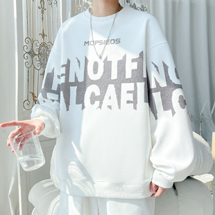妈个鸡妈MGJM美式 廓形 高街oversize菠萝格字母印花圆领卫衣情侣款