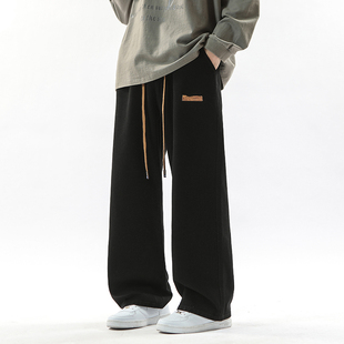 妈个鸡妈MGJM春款牛仔裤港风松紧腰百搭简约长裤潮流抽绳男女日系