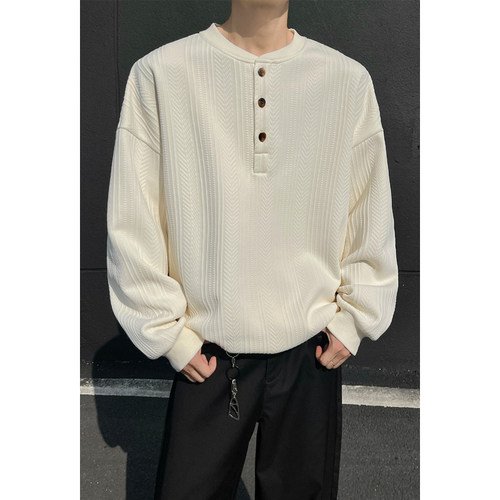 美式高级大码亨利领卫衣宽松百搭