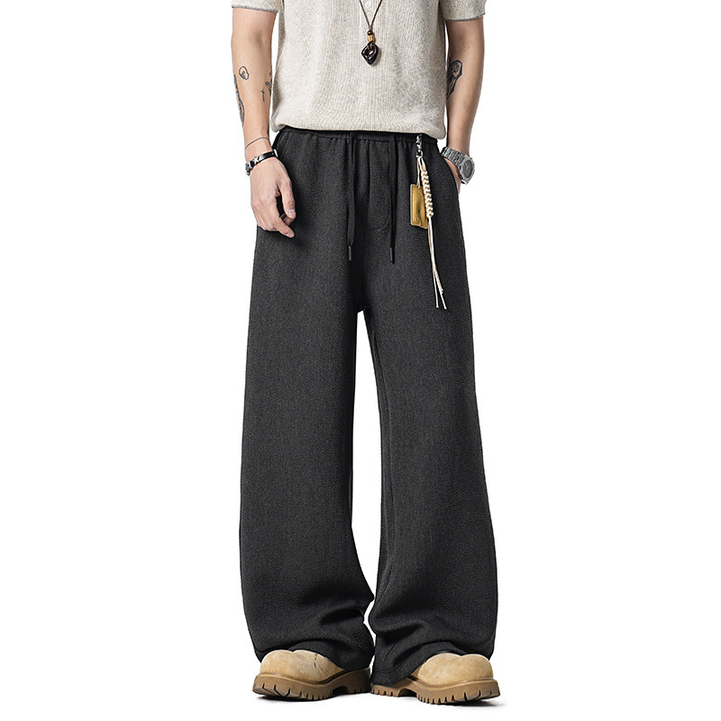 妈个鸡妈MGJM美式弯刀阔腿裤子复古纯色抽绳直筒卫裤休闲裤男女潮,男装,休闲裤,淘宝优惠券,粉丝福利购,淘宝优惠卷