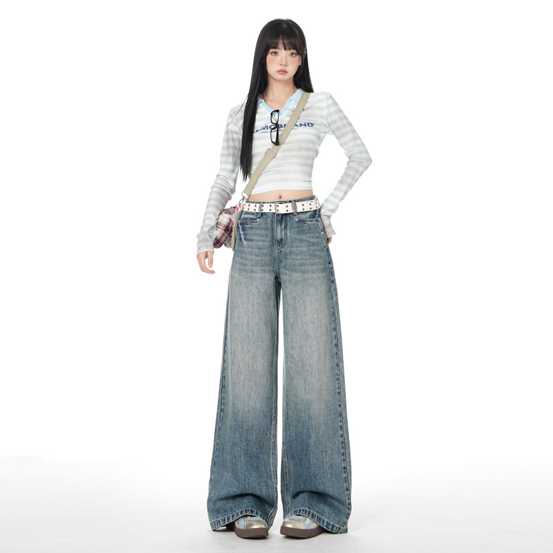 妈个鸡妈MGJM复古美式街头水洗做旧阔腿牛仔裤直筒拖地裤男女长裤,男装,牛仔裤,淘宝优惠券,粉丝福利购,淘宝优惠卷