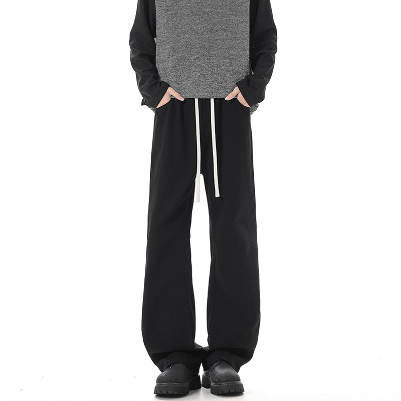 妈个鸡妈MGJM美式新款牛仔裤男女高街vibe抽绳裤子修身显瘦微喇裤