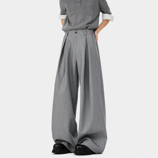 街头阔腿潮 拖地休闲裤 妈个鸡妈MGJM美式 cleanfit复古褶皱垂感西裤