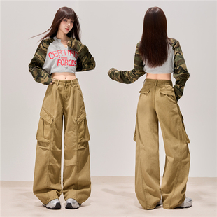 妈个鸡妈MGJM街头风cleanfit贴袋松弛感褶皱拼接男女工装 潮 休闲裤