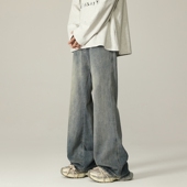 微喇长裤 牛仔裤 秋季 妈个鸡妈MGJM重工水洗美式 宽松显瘦裤 子潮男女