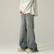 宽松显瘦裤 妈个鸡妈MGJM重工水洗美式 秋季 牛仔裤 子潮男女 微喇长裤