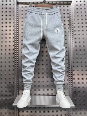 高端束脚加绒卫裤男士春秋冬季2025新款男裤运动休闲裤子加厚男款