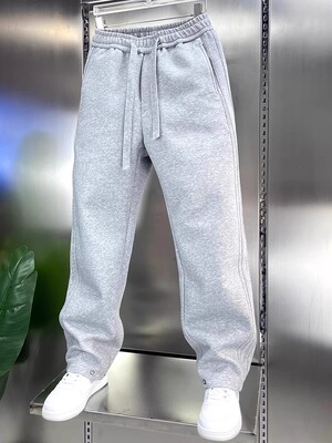 高端灰色直筒卫裤秋冬季男士2025年新款男裤宽松运动休闲裤子男款