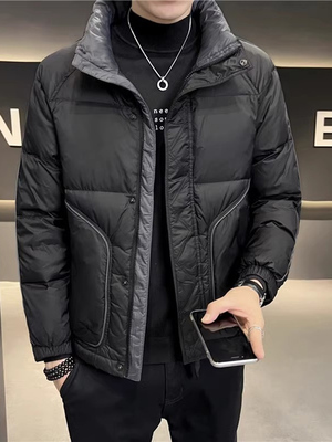 高端立领轻型羽绒服男士冬季2025新款保暖加厚夹克男士面包夹克