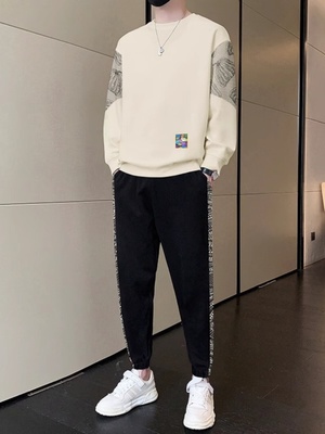 高端卫衣卫裤运动休闲套装男士春秋冬季2025新款潮牌男装穿搭一套