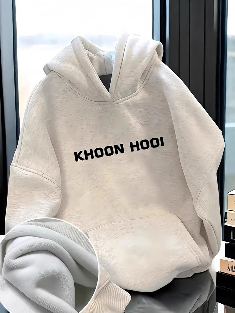 高端重磅连帽卫衣男士秋冬季2025年新款字母印花宽松外套加绒男款