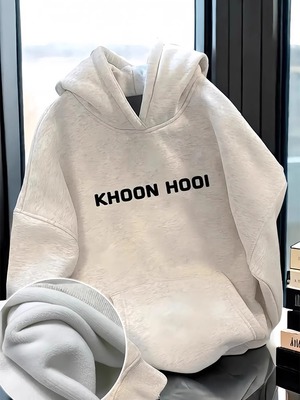 高端重磅连帽卫衣男士秋冬季2025年新款字母印花宽松外套加绒男款