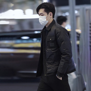 高端短款轻薄羽绒服男士冬季2025年新款翻领保暖加厚夹克外套男款