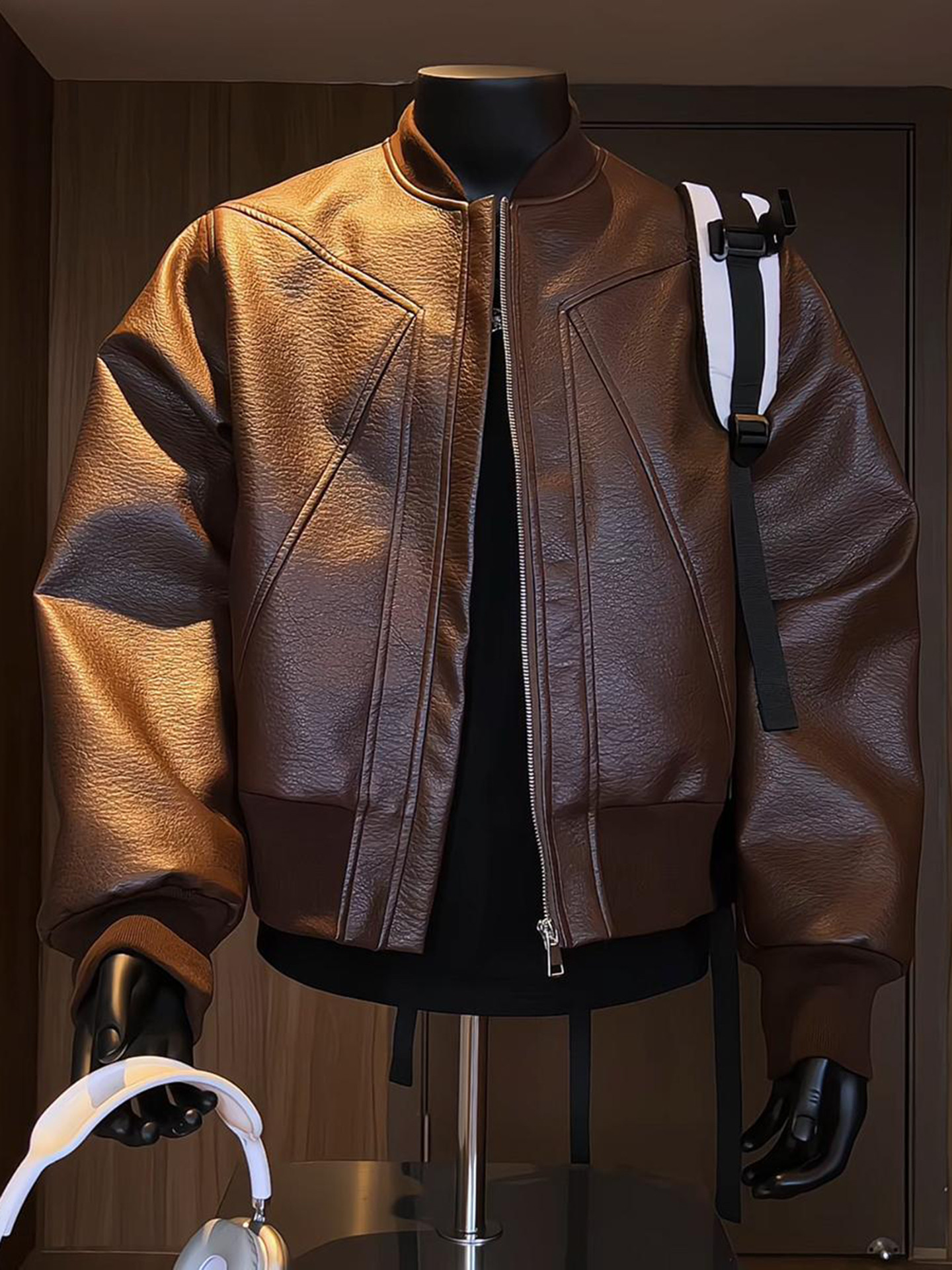 高端棕色短款皮衣外套男士2025年新款秋冬季机车皮夹克棒球服男款