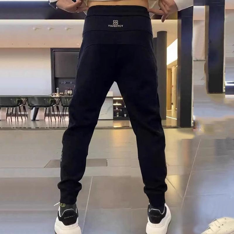 高端纯棉束脚卫裤男士春秋冬季2025新款潮牌修身运动休闲裤子男款