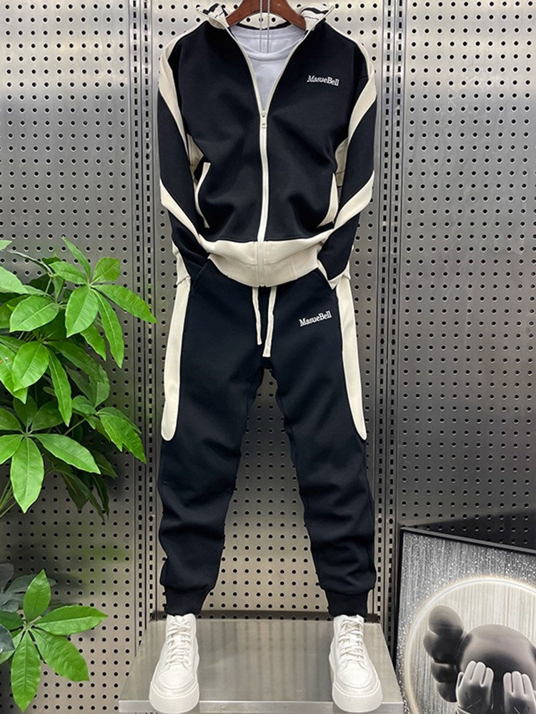 高端运动休闲开衫卫衣套装男款2025新款潮牌束脚卫裤外套一套男士