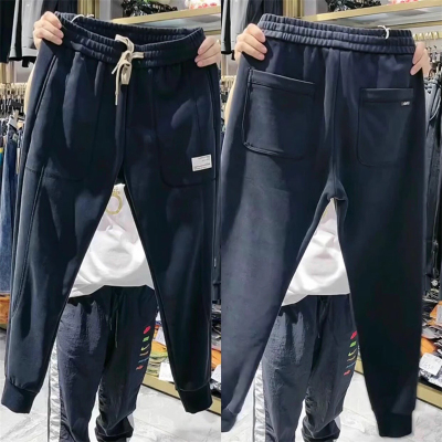 高端黑色束脚卫裤男款秋冬季2025新款潮宽松运动休闲裤子男士加绒