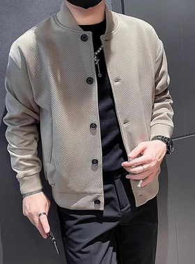 高端纹理棒球服外套男士春秋季2025新款开衫运动休闲飞行夹克男款